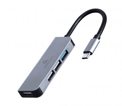 USB-С на 1 х USB 3.1 Gen1 (5 Gbps), 3 х USB 2.0, метал, сірий (1 з 2)
