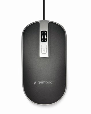 Оптична миша, USB інтерфейс, 1600 dpi, чорно-сiрий (1 з 4)