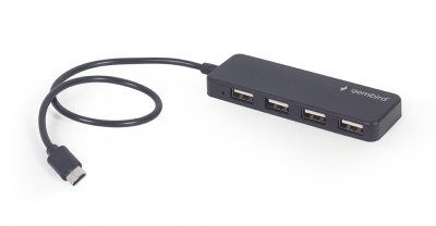 Хаб Type-C на 4 порти USB 2.0, пластик, чорний (1 з 3)