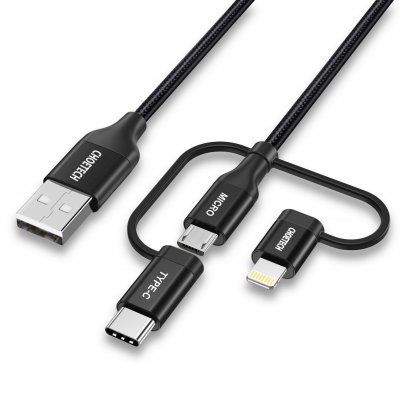 Кабель USB 2.0, MFI, AM-тато/Lightning/Micro/Type-C USB, 1.2 м (1 з 9)