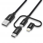 Кабель USB 2.0, MFI, AM-тато/Lightning/Micro/Type-C USB, 1.2 м