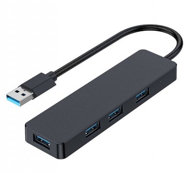 Хаб Gembird на 4 порти USB 3.0, пластик, чорний (1 з 3)