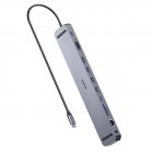 Док станція USB-C 11-в-1 (HDMI/VGA/LAN/картридер/USB-A/USB-C/Audio), алюміній