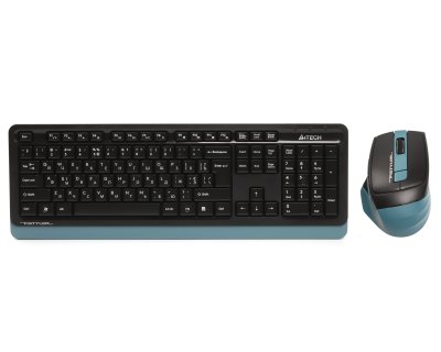 Комплект бездротовий Fstyler клавіатура+миша, чорно-синій, USB (1 з 4)