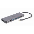 Док станція USB-C 5-в-1 (хаб/HDMI/PD / Кард рідер / LAN), сірий