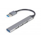 Хаб на 4 порта, USB-A на 1 х USB 3.1 Gen1 (5 Gbps), 3 х USB 2.0, метал, сірий
