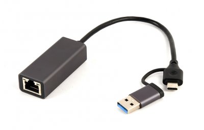 Гігабітний мережевий адаптер USB type-A / type-C (комбо конектор), сірий (1 з 2)