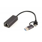 Гігабітний мережевий адаптер USB type-A / type-C (комбо конектор), сірий