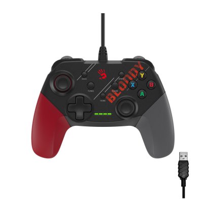 Дротовий ігровий геймпад USB інтерфейс, чорно-червоний (1 з 9)