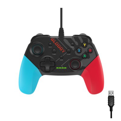 Дротовий ігровий геймпад USB інтерфейс, чорний+синій+червоний (1 з 9)
