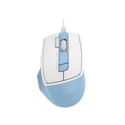 Миша дротова безшумна Fstyler, USB, 2400 dpi, білий+блакитний (1 з 9)