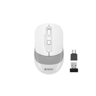 Миша бездротова безшумна Fstyler, USB, 2000 dpi, білий+сірий (1 з 10)