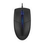 Миша дротова безшумна USB, синє підсвічування, 1200 dpi, чорний