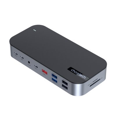 Док станція USB-C 15-в-1 (HDMI / PD / картридер / LAN / USB-A / USB-C Аудіо), алюміній (1 з 12)