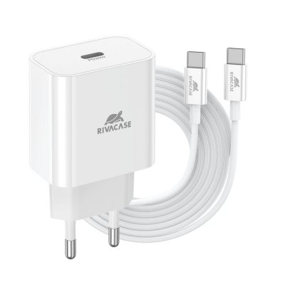 Мережевий зарядний пристрій, 1 USB Type-C, PD 20 Вт, кабель Type-C, білий (1 з 4)
