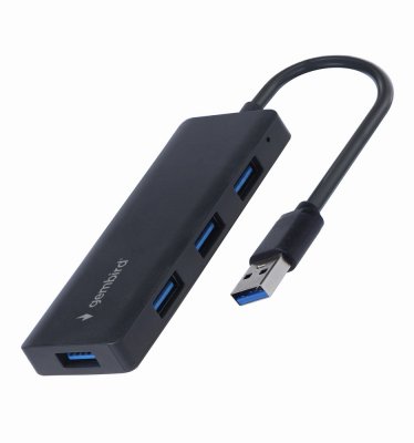 Хаб Gembird на 4 порти USB 3.1, пластик, чорний (1 з 3)