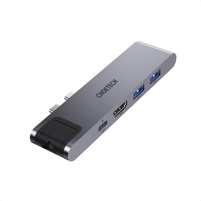 Док станція USB-C 7-в-1 (HDMI/LAN/картрідер/USB-A/USB-C), для MacBook Pro/Air, алюміній (1 з 14)