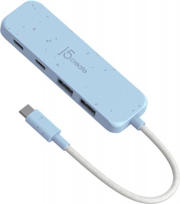 Хаб USB 3.2, 10Gbps, USB-С на 2 USB-A/2 USB-С, блакитний (1 з 5)