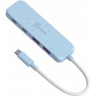 Хаб USB 3.2, 10Gbps, USB-С на 2 USB-A/2 USB-С, блакитний