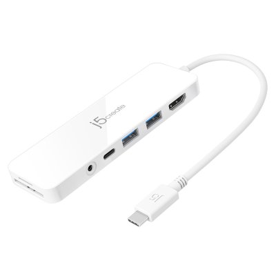 Мультиадаптер USB-C 6-в-1 (хаб/HDMI/картридер/аудіо), білий (1 з 8)