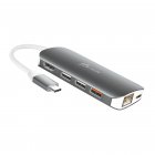 Док станція USB-C 9-в-1 (хаб/HDMI/PD/картридер), сірий