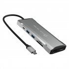 Мультиадаптер USB-C 10Gbps, 9-в-1 (хаб/HDMI/DP/PD/LAN/картридер), сірий