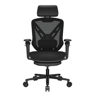 Крісло геймерське ергономічне, дихаючий текстиль, чорний (1 з 11)