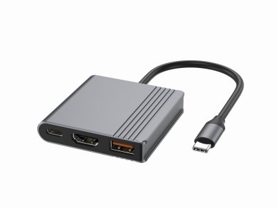 Док станція USB-C 3-в-1 (USB/HDMI/PD), сірий (1 з 5)