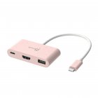 Мультиадаптер USB-C 3-в-1 (хаб/HDMI/PD), рожевий